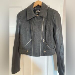Blanc Noir NYC Two toned grey cropped moto jacket size Medium